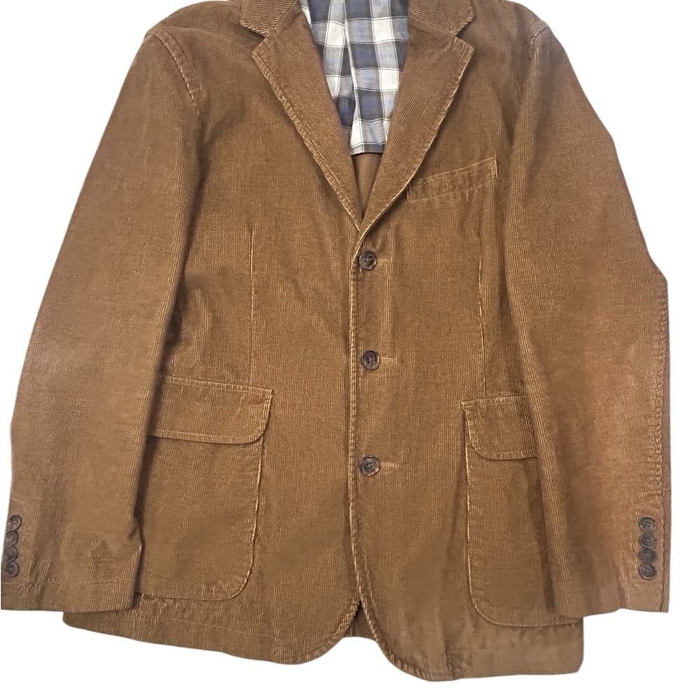 Sonoma Corduroy Men’s Blazer with Plaid Liner Small Eclectic Cotton Casual Brown
